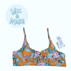 NWT Tropical Birds Of Paradise Orange Floral Bikini Top By Quintsoul